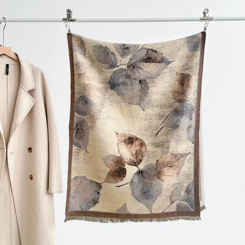 Autumn and winter new double-sided color oil painting series imitation cashmere thickened warm scarf women's air conditioner shawl