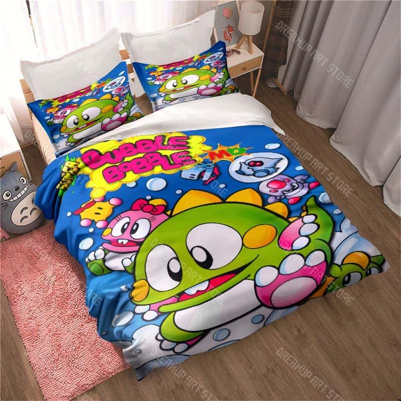 Cartoon Bubble Bobble Bedding Pillowcase Quilt Cover Bedroom Home Comfort Printing Large Bed Bedroom Decoration Children's Gift