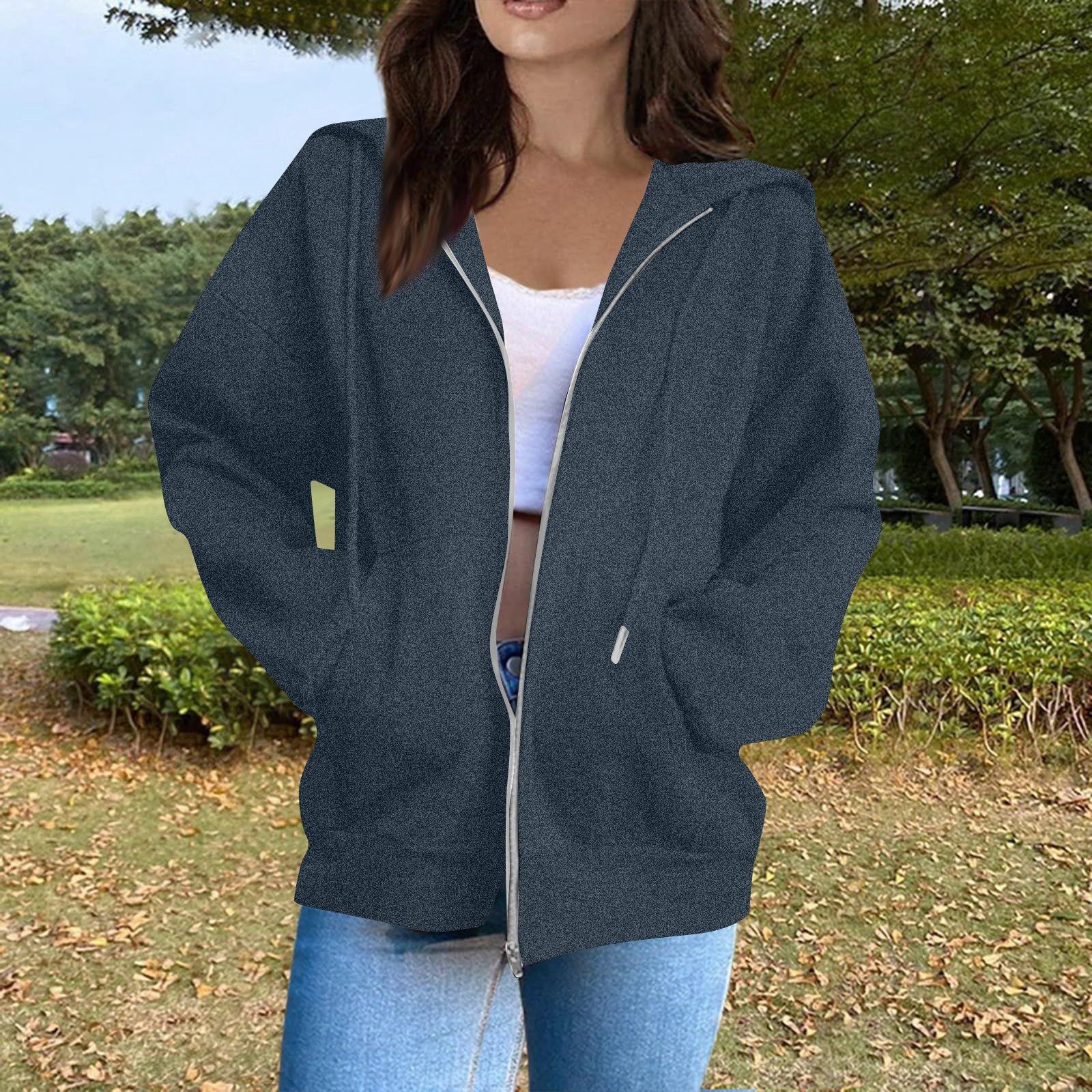 

Женская мода Повседневные толстовки с капюшоном и длинным рукавом однотонные топы M