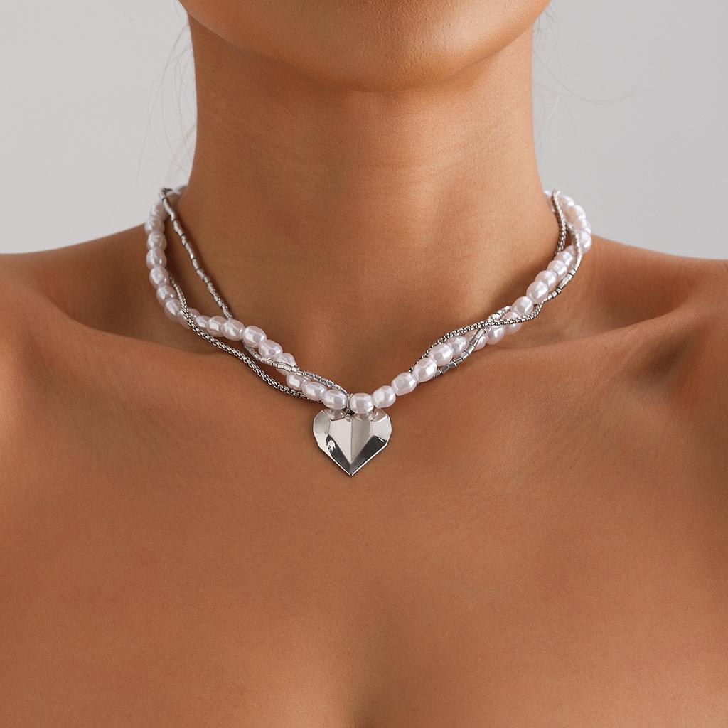 Accessories Sweet Cool Spice Girl Style Love Pendant Clavicle Chain Light Luxury Winding Multi-Layer Necklace