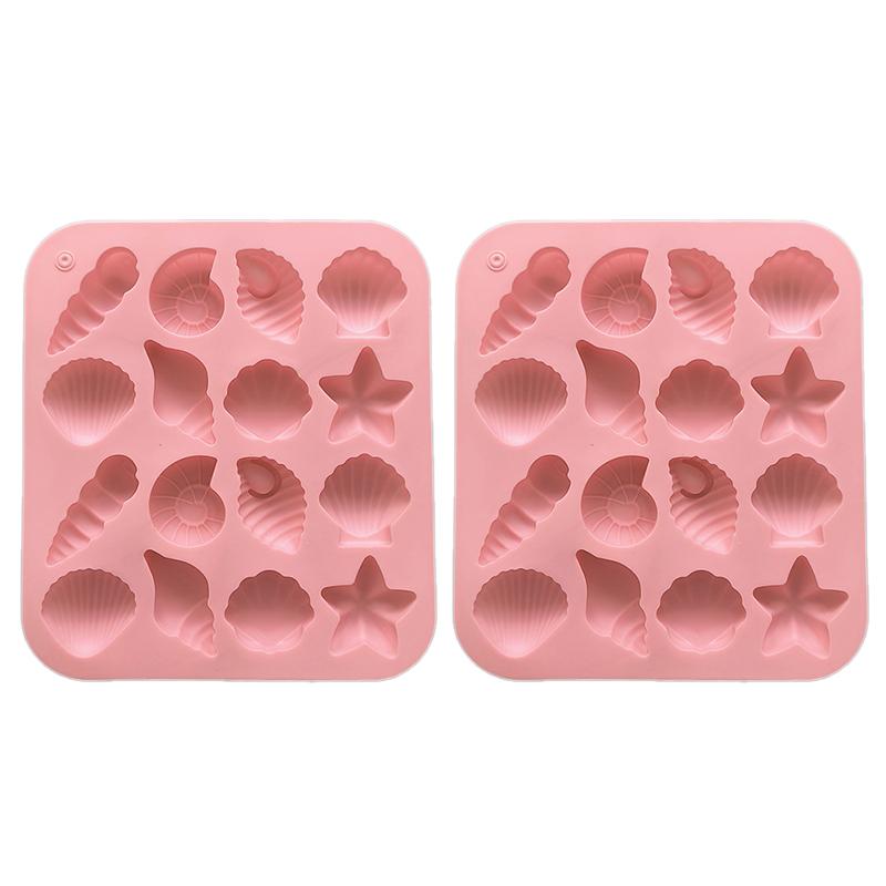Seashell Mold, 2 Pack Ocean Silicone Mold, Marine Theme Seashell Conch Starfish Molds For Candy Chocolate Cake Decorations
