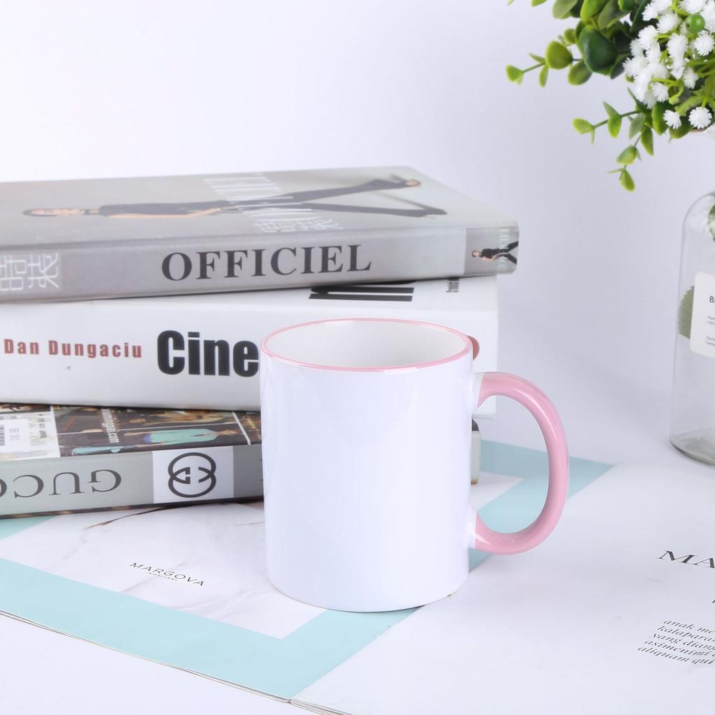 Blank Ceramic Mug with Color Handle, for Sublimation