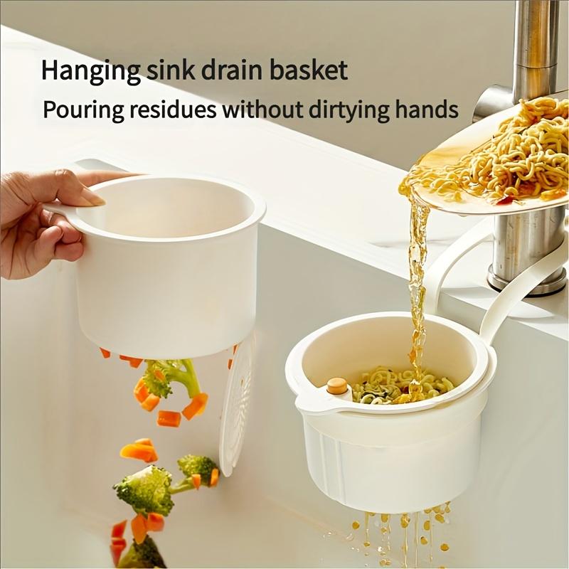 2pcs Multi Purpose Hanging Filter Sink Basket Push button drain and storage design, split filter, one second installation, durable plastic, kitchen