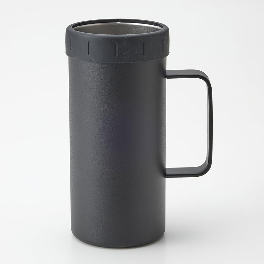 Yamakatsu Minotouen DAYCAN 500ml Stainless Steel Holder with Double Silicone Fully Ideal for Outdoor Use DC-2052B, Black, Tumbler/Can Vacuum-Resistant