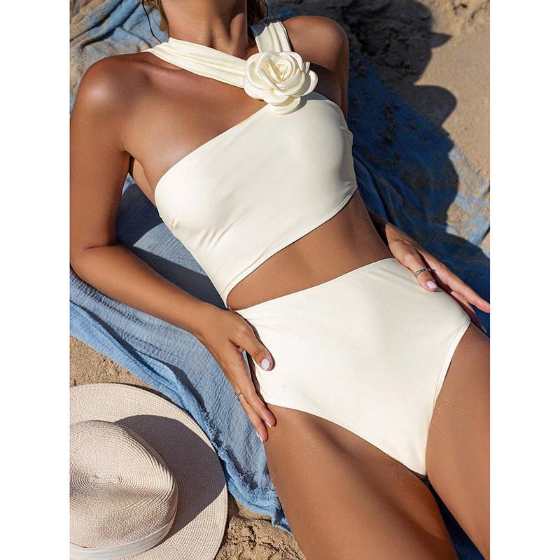 

Женский слитный купальник Сексуальный купальник Цветочный Бикини С высокой талией Боди С вырезами Купальный костюм Пляжная одежда Купальный костюм L бежевый