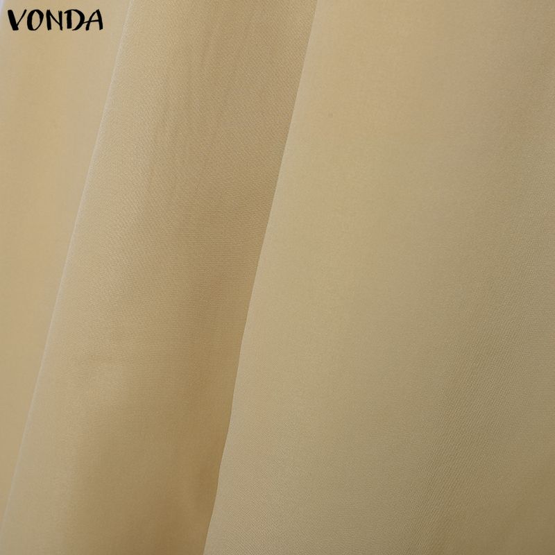 VONDA Elegant Women Back Elastic Flowers Casual Long Pleated Skirts