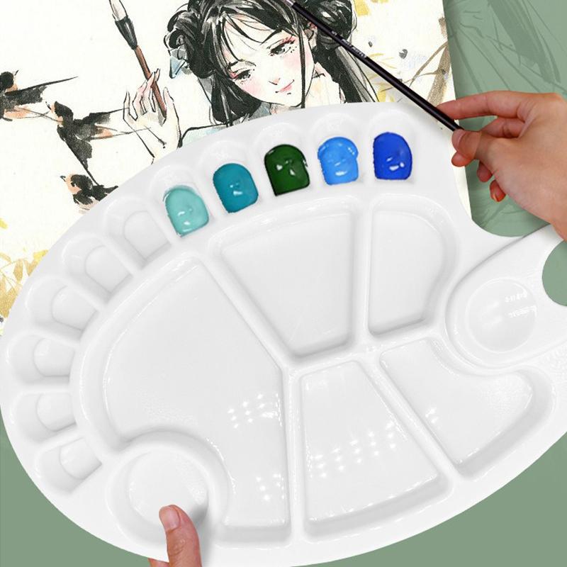 1PZ Vasso Plastica Pittura Bianca Tavolozza Disegno Piede Fiore Rotonda Quadrata Riutilizzabile Acquerello Olio Tavolozza Attrezzatura Artistica ZYF