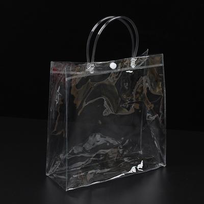 50 Stück PVC Handtasche Plastik Süßigkeitentasche Praktisch Große Kapazität Transparent Geschenk Gelee Taschen Geschenktasche Schule Arbeit Tägliche Handtasche mit Druckknopf