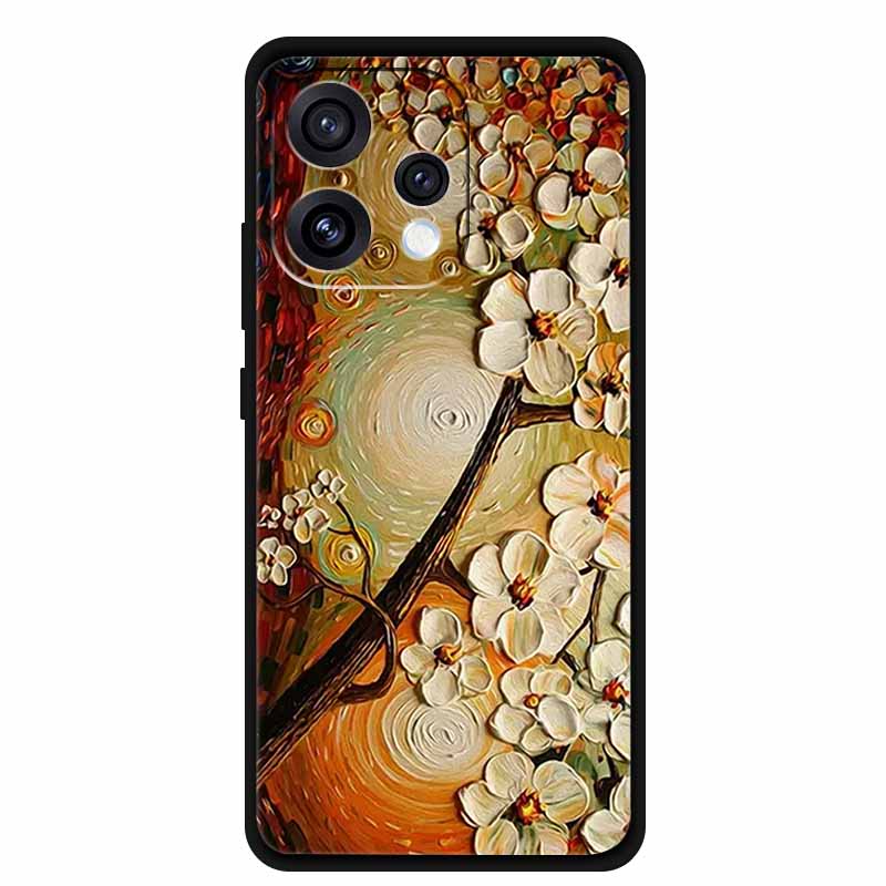 3D Emboss Case For Oppo Reno15 5G Phone Case Reno 15 Coque Flowers Silicone Soft Back Cover For Oppo Reno 15C 5G 2025 Case Funda