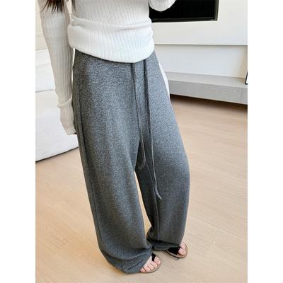 Horizontal Knitted Wide-leg Pants Women's New Pants Women's Spring and Autumn Thin Sweatpants Lazy Walking Casual Pants