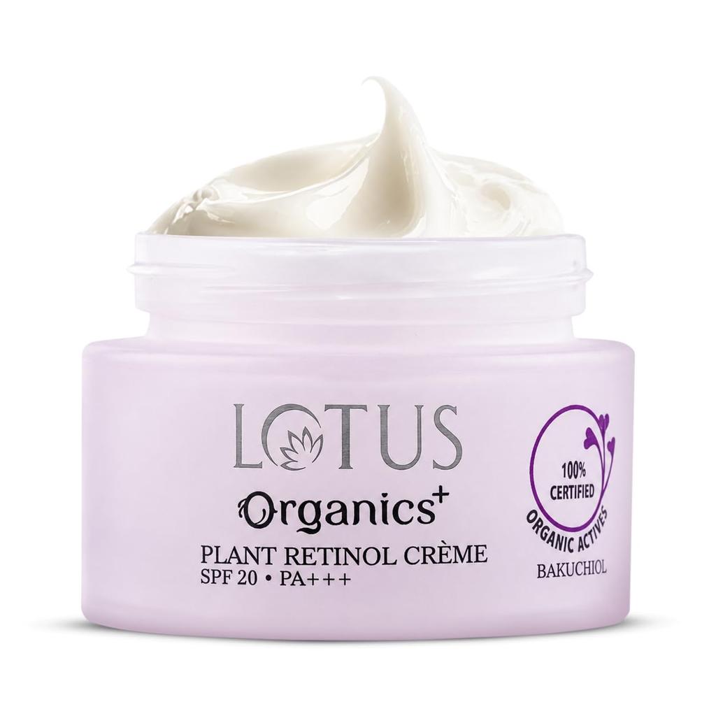 Lotus Organics+ Bakuchiol Plant Retinol Cream | 100% Certified Organic Bakuchiol | Anti-Ageing Face Cream For Fine Lines & Hydration | SPF 20 | PA+