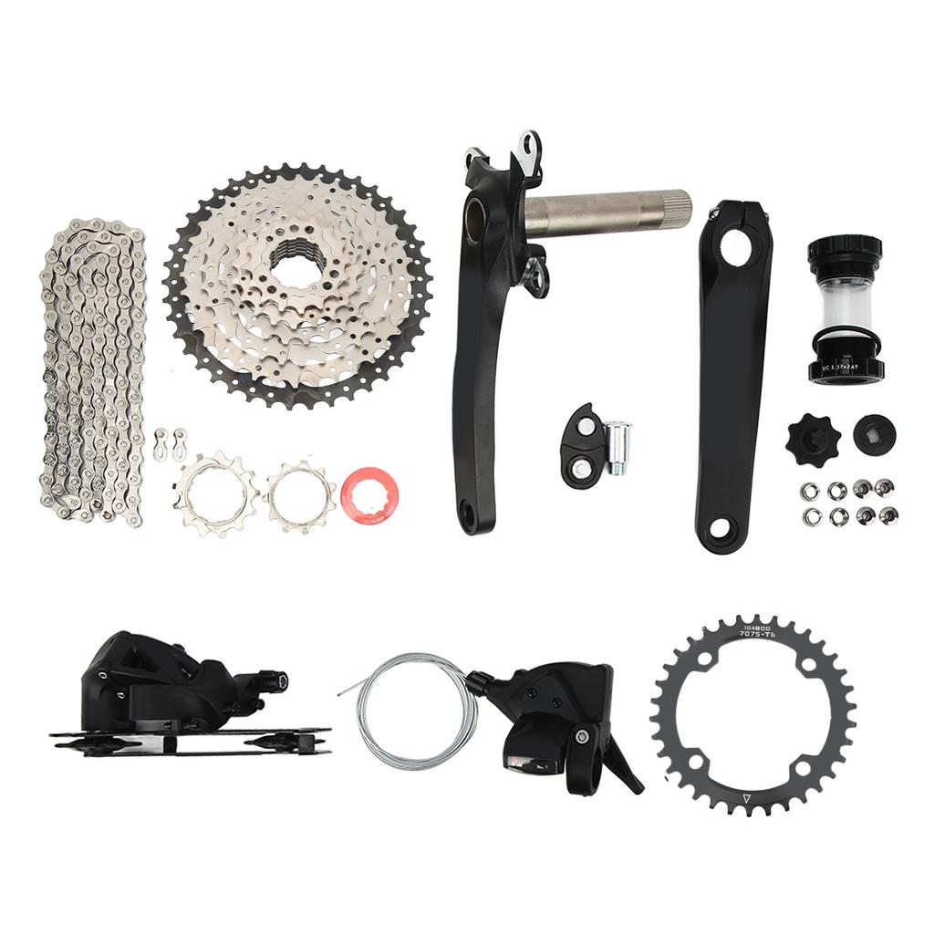 Grupo de 8 Velocidades Hollow Volante 42T Kit de Câmbio para Bicicleta com Trocador Corrente Câmbio Traseiro para Modificação de Bicicletas