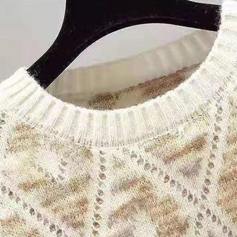 Sweater Wome Autumn Winter Thickened Warm Knitted Stretchy Long-Sleeve Oversized Top