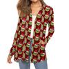Women's Fashion Christmas Print Long-Sleeved Pocketed Slim-Fit Cardigan Coat