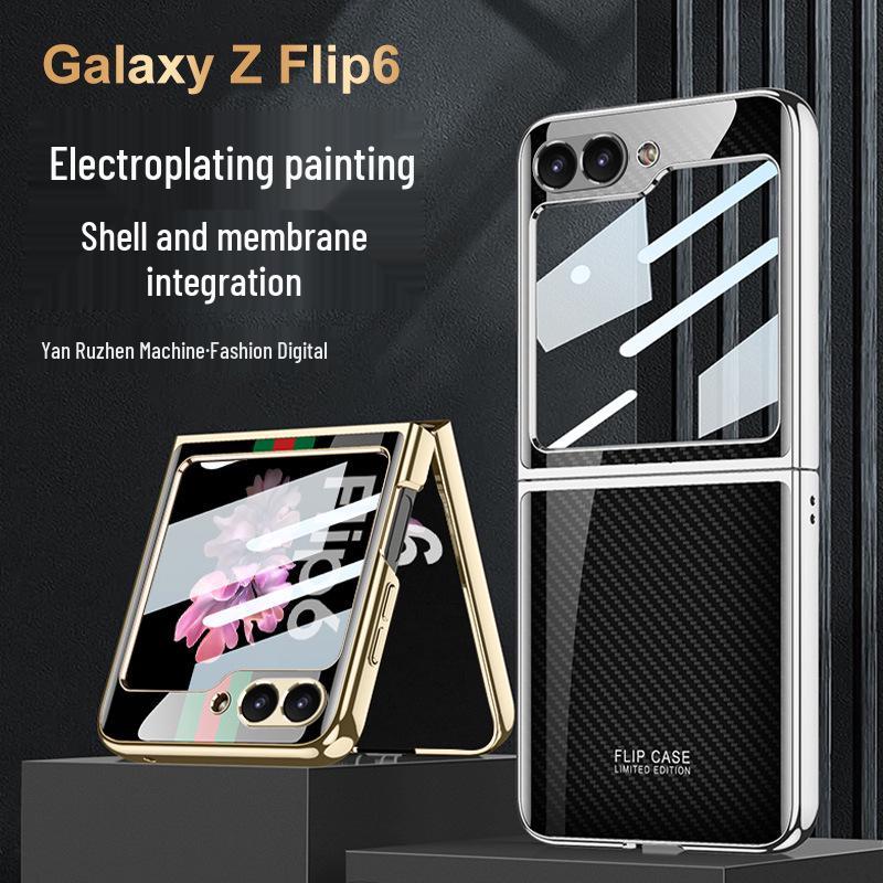 Samsung Z Flip6 Foldable Phone Case: Lightweight Glass Electroplating PC Hard Shell with Bare Metal Feel by GKK