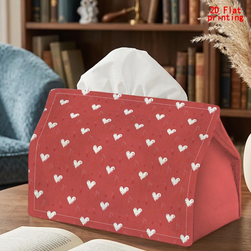 1pc Red Heart Tissue Box with Napkin Dispenser - Reusable Compact Suitable for Kitchen, Bathroom, Car & Tabletop Storage, Decorative Holder for Napkin