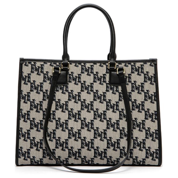 New ELLE Fabric Tote Bag, Multi Compartment, Fashion, One Shoulder Handbag Tubas Women's Black E22F1422538