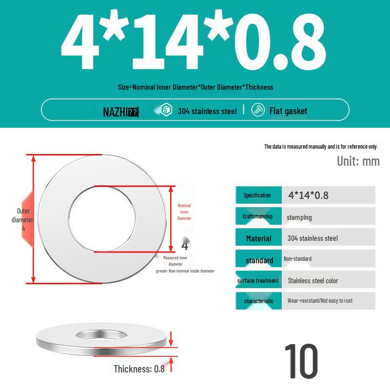 Thickened 304 Stainless Steel Flat Washer Spacer (M4-M8)