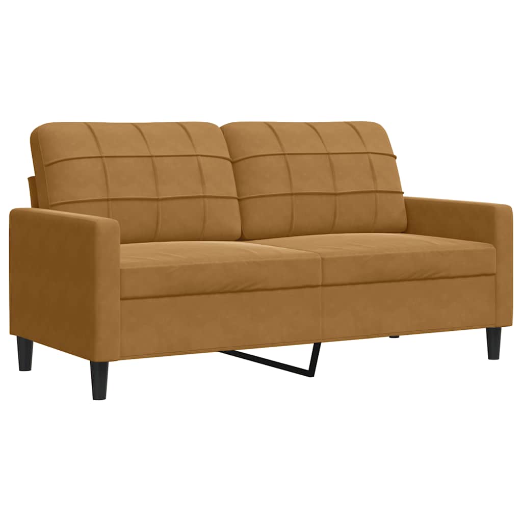 2 Piece Sofa Set with Cushions Brown Velvet