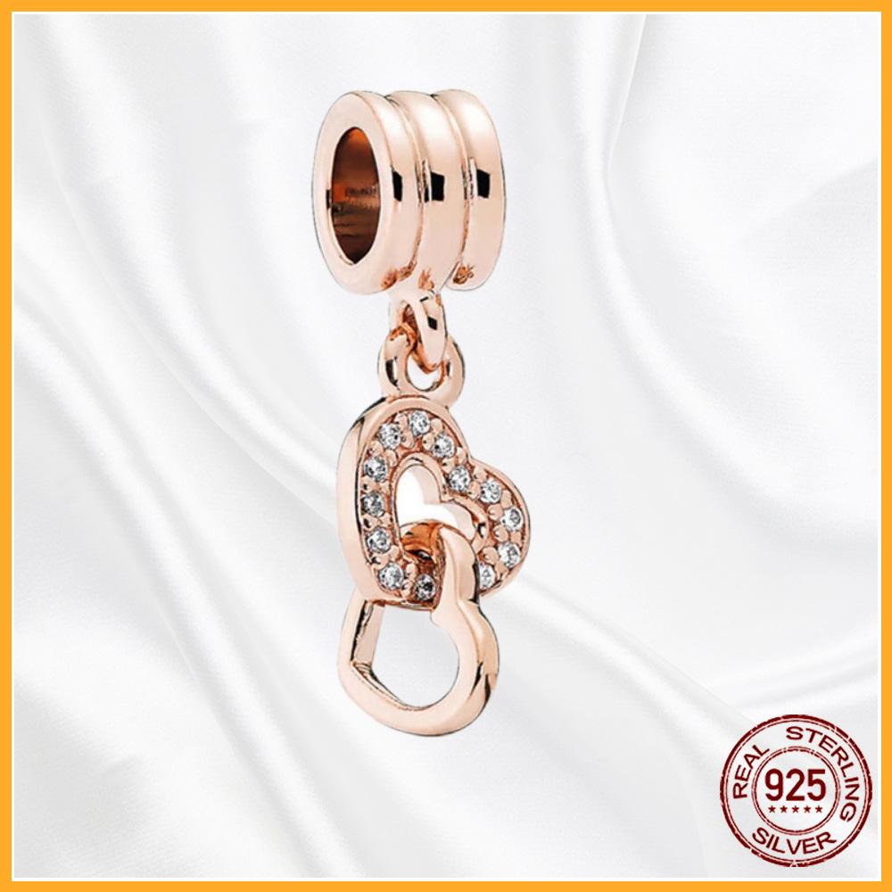 Authentic Copper Metal Heart Tree Sparkling Dangle Charm Bead Components Designed For Authentic Original Bracelet High Quality Fine Jewelry Bead
