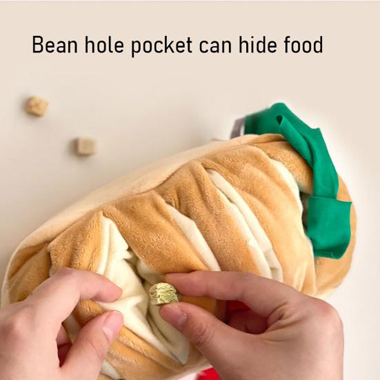 Pet Toy Simulated Toast Shape Bite-Resistant Plush Chew Toy with Built-in Sound Paper Relieves Boredom Simulation Modeling Teeth Cleaning