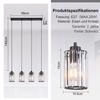 Lampe suspendue - NETTLIFE - Suspension 4 flammes (table à manger) - Noir - Métal & verre - E27