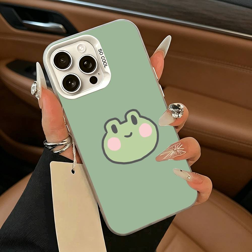 Милый Мультяшный Чехол-Лягушонок для iPhone 17,16,15,14,13,12,11 Plus,Pro Max,XS,Белый Серебристый чехол для телефона iPhone11ProMax
