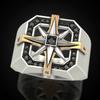 Retro Viking Style Nautical Compass Seal Ring Male Gold Color Two-Color Stainless Steel Rings Fashion Vintage Jewelry for Men