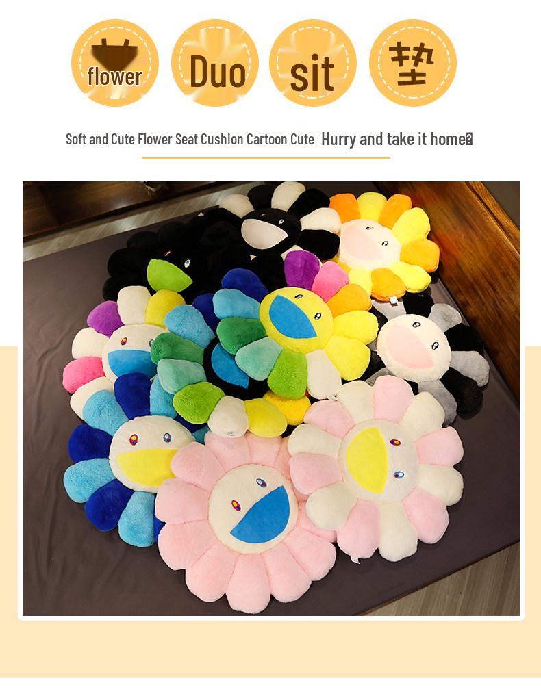 Colorful Sunflower Seat Cushion - Plush Toy & Floor Mat for Students, Bay Window Decor, or Girls' Gift