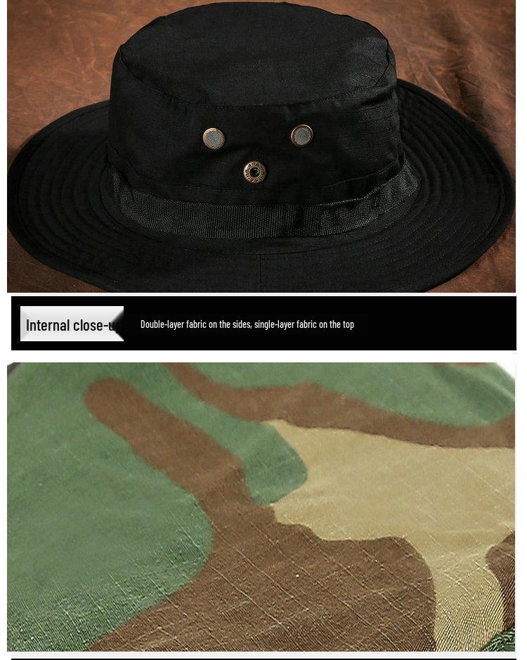 Herren Camouflage Sonnenschutz Fischerhut - Outdoor Angelhut mit runder Krempe