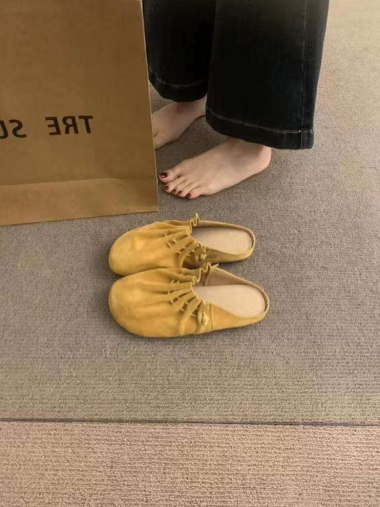 2025 Women's Summer Pleated Half Slippers: Versatile Lazy Sandals