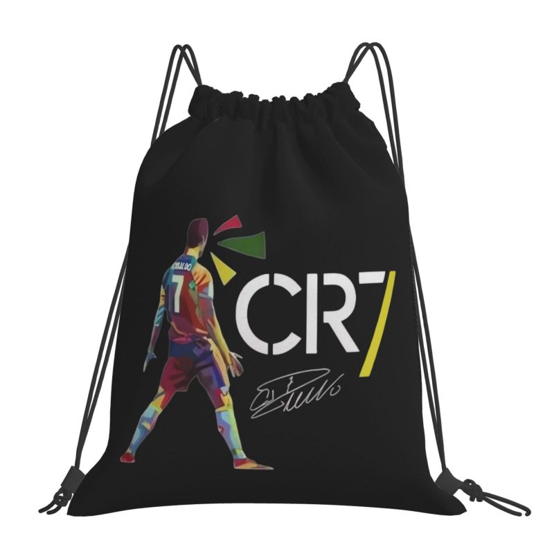 Benutzerdefinierter CR7 Fußballfans Kordelzug Rucksack Damen Herren Fitness Sport Sackrucksack Faltbar Tragbar Einkaufstasche Sack für Training