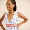 European and American Style Sweet Contrasting Color Printing Suspender Dress Strap Waist Thin Holiday Style V-neck Short Cake Skirt