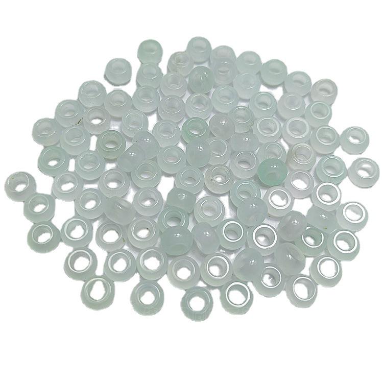 Jade Stone 8mm Large Hole Round Beads - Bean Green Abacus Beads for DIY Jewelry