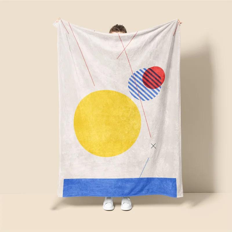 

Morandi Color Blanket Abstract Botanical Graffiti Design Scandinavian Minimalist Sofa Blanket Cafe Home Dual Purpose 75x90cm