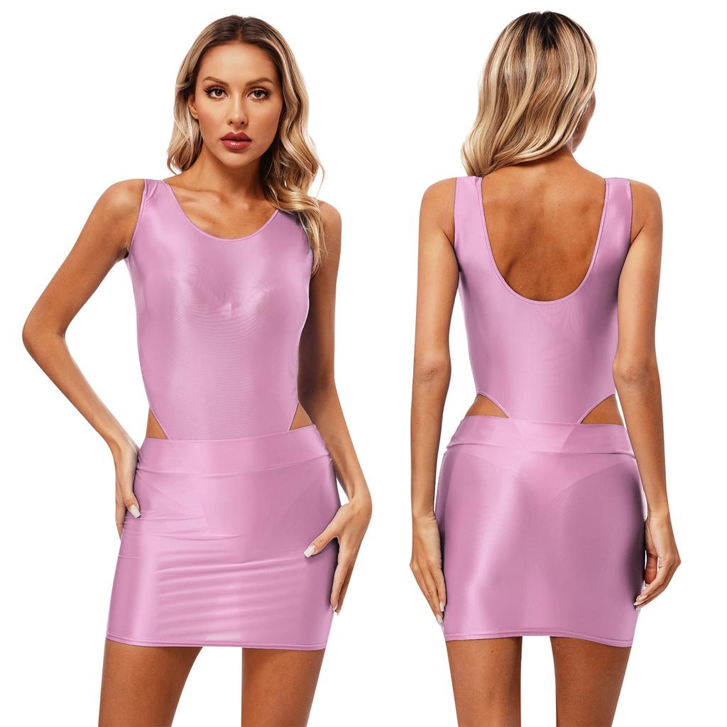Kvinner Sexy Clubwear Pole Dance Suit Club Performance Costume Ermeløs Body Blyantskjørt Yoga Workout Streetwear