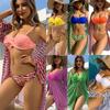2025 Europäischer Amerikanischer Dreiteiliger Bikini mit Langärmeligem Sonnenschutz-Überwurf