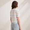 Zhaojun Women's Striped Mulberry Silk Blend Short Sleeve Knit T-Shirt