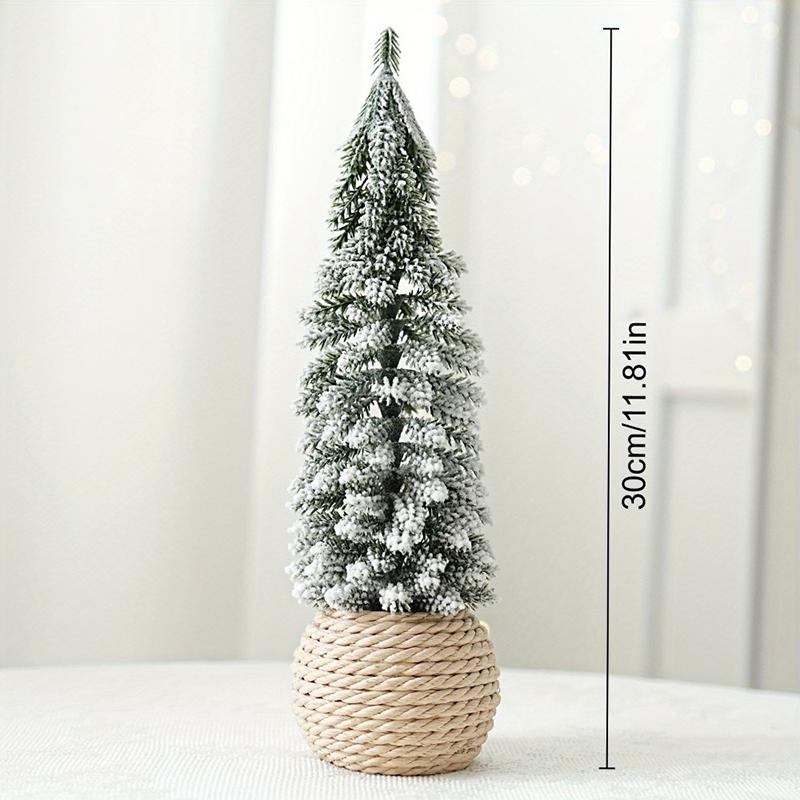 1PC Small Green Christmas Decor Plastic Christmas Tree Window Display Decor Flocked Artificial Christmas Tree