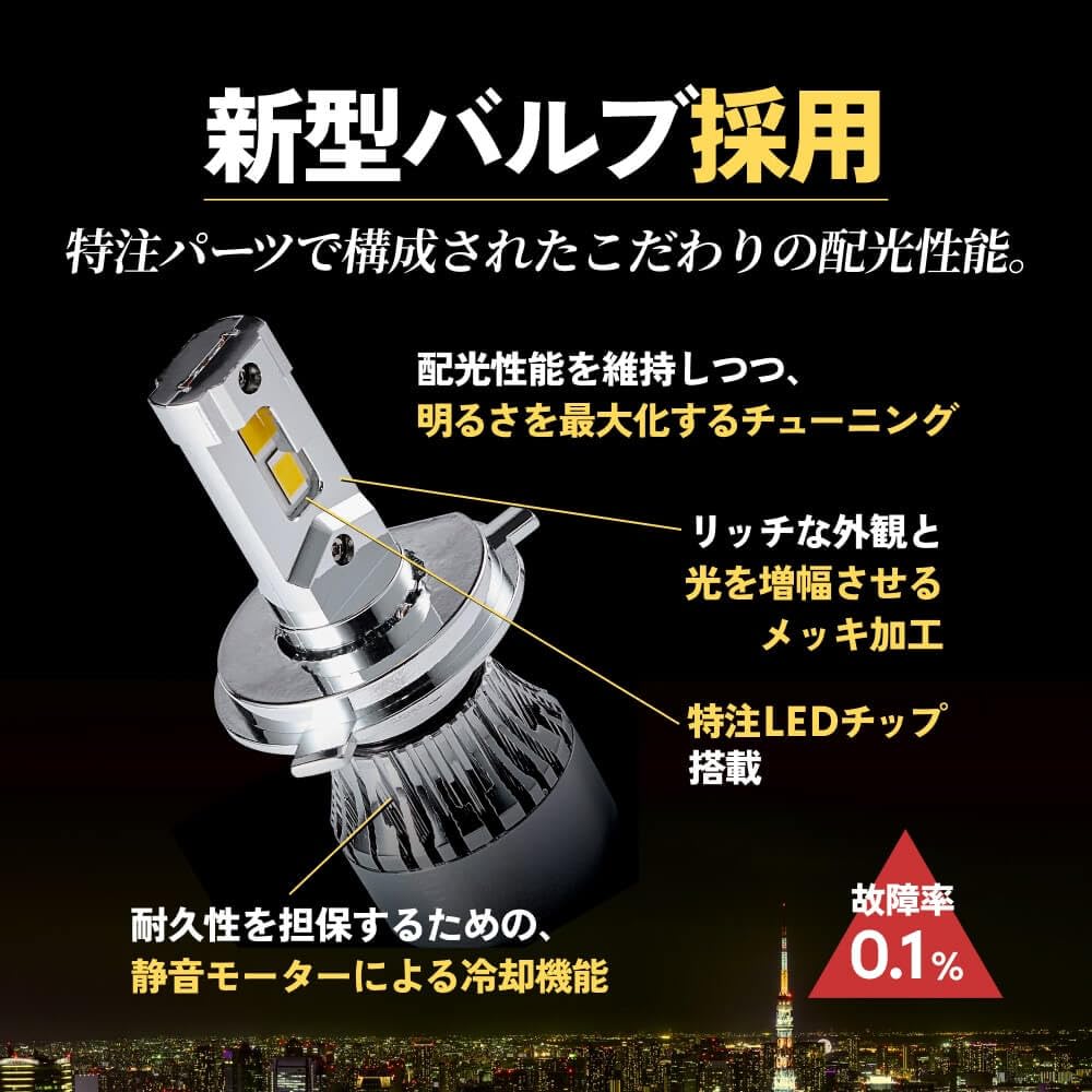 HID-YA H4 LED Headlight, Explosive Light, Halogen, Bulb Color, Compatible with Vehicle Inspections, 28500cd