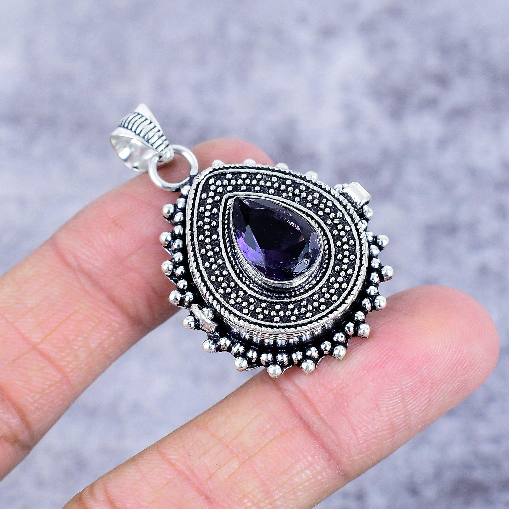 

Amethyst Gemstone Handmade 925 Sterling Silver Jewelry Pendant 1.77 M-2684