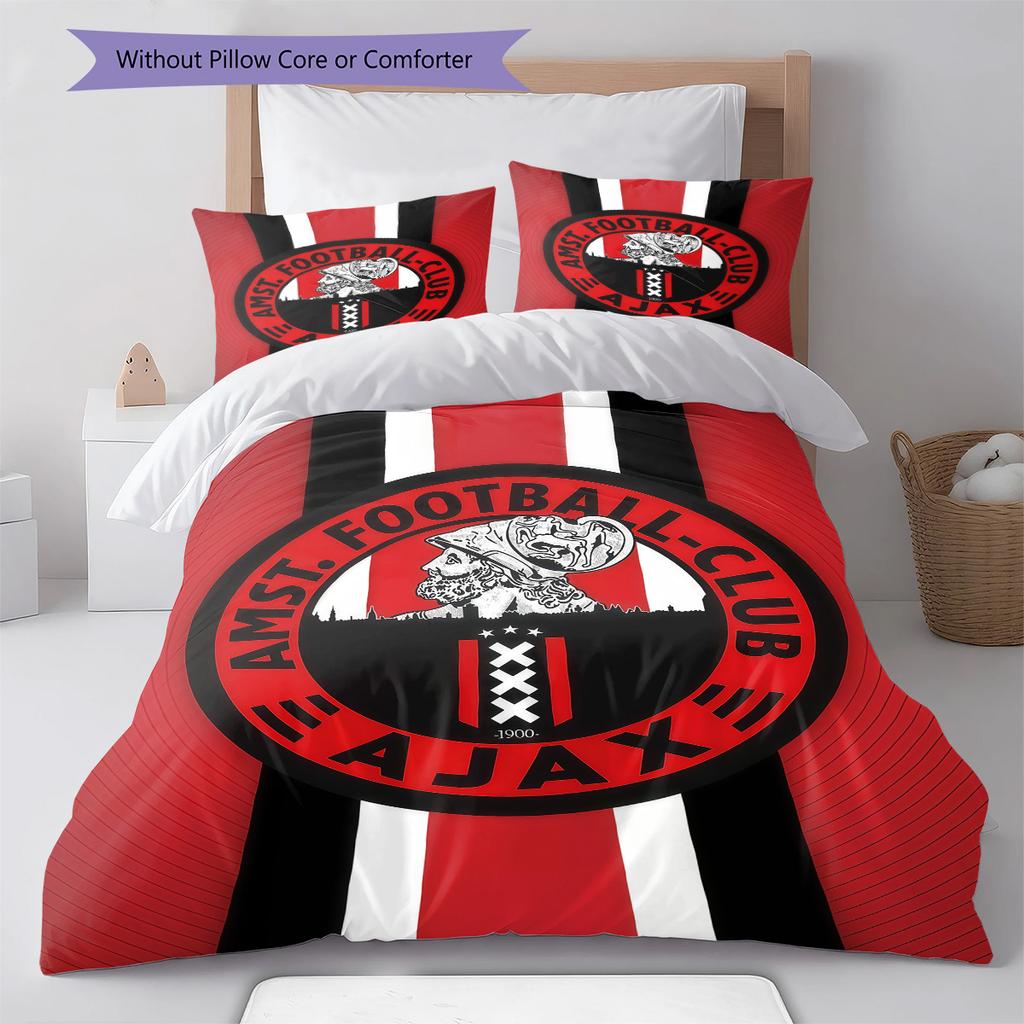 AFC Ajax Bedding Quilt Set Quilt Cover Pillowcase Home Decoration Birthday Gift (1 * Duvet Cover + 2 * Pillowcase, Without Core)