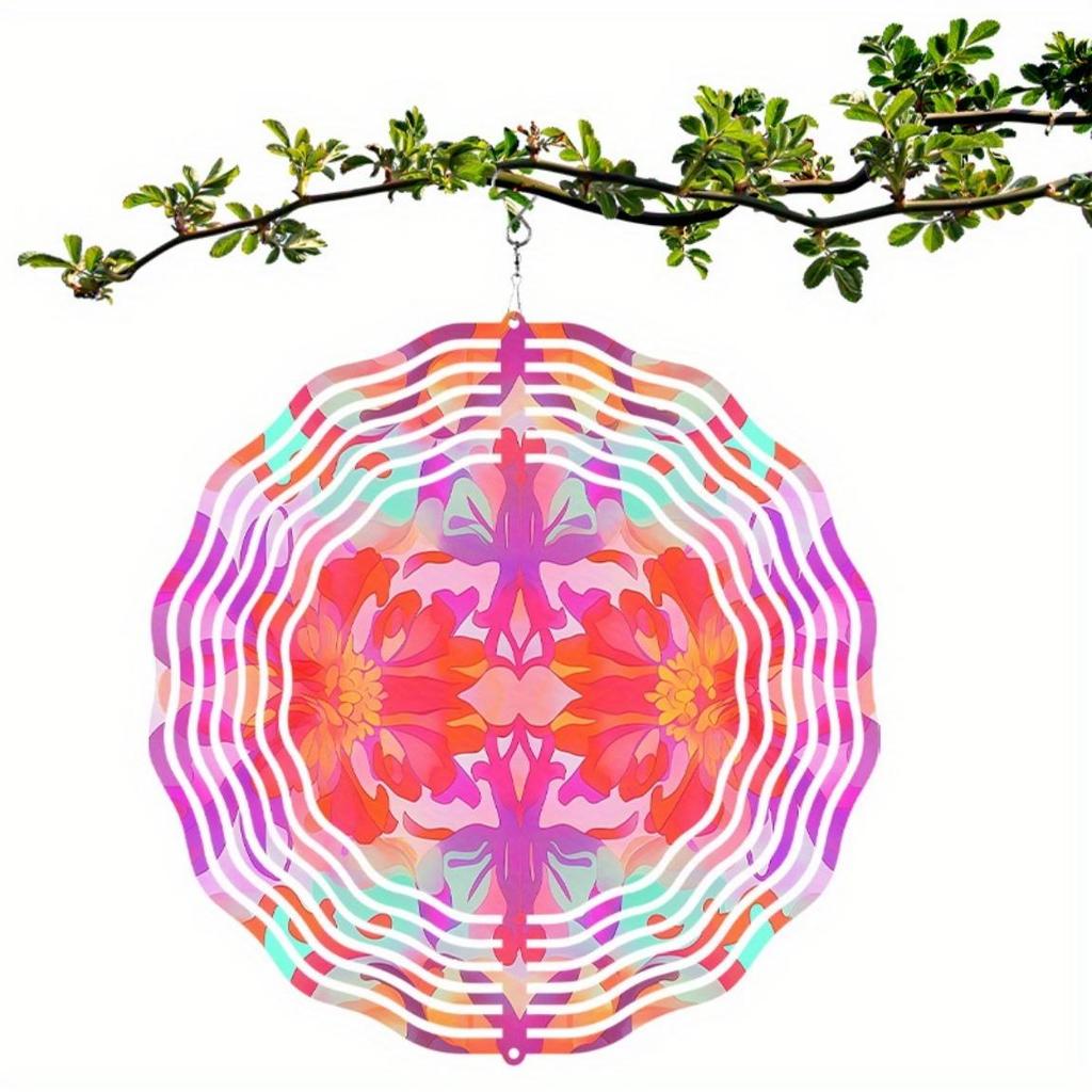 10 Inch Bohemian Mandala Wind Chime Metal Spinning Design No Battery Needed for Outdoor Garden Decor and Animal Lovers