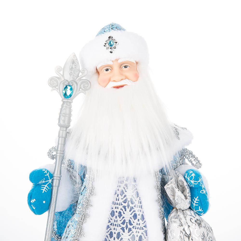 Statua di Ded Moroz Blu Argento 40cm, Bambola Decorazione Tavolo Capodanno Russo Natale