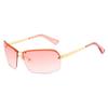 New Luxury Semi Frameless Gradient Rectangular Women Sunglasses  Retro Future Technology Design Punk Men Sun Glasses Uv400