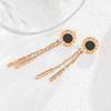 Retro French Roman fringed earrings are suitable for round face and thin stainless steel earrings with simple style