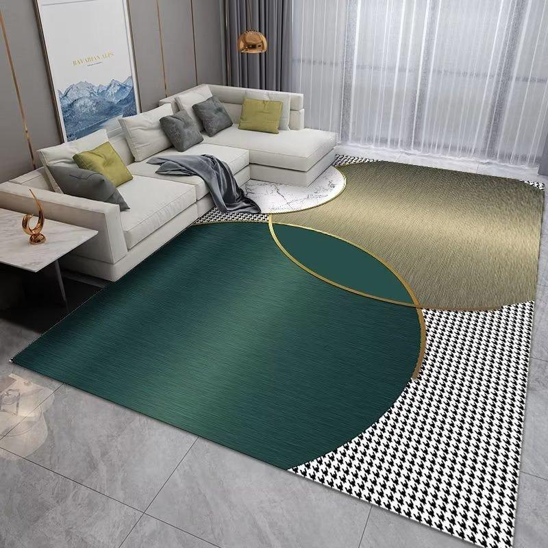 Modern Luxury Decoration Bedroom Carpet Big Size Antiskid Foldable Rug Living Room Décor Green Geometric Cloakroom Floor Mat