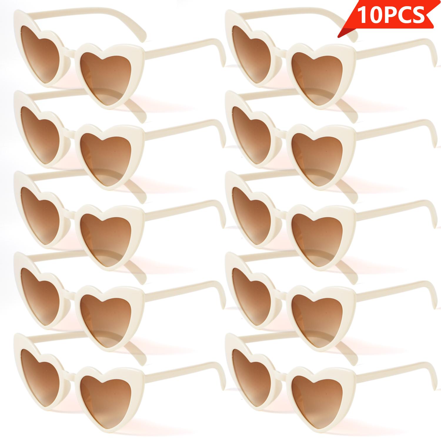 

10Pcs Festive Love Heart Light-Up Glasses - Stylish Novelty Eyewear With Frame Red Lenses & Colorful Heart Patterns