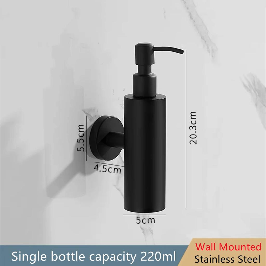 Schwarze Flüssigseifenspender Handpresse Metallpumpe Spender Wand Badezimmerzubehör Küche Edelstahl Lotionflasche