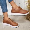 New Spring and Autumn Leather Women Shoes Solid Color Round Head Front Lace Up Comfortable Women's Casual Sneakers Size 36-42